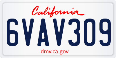 CA license plate 6VAV309