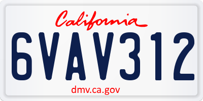 CA license plate 6VAV312