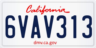 CA license plate 6VAV313