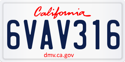 CA license plate 6VAV316
