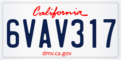 CA license plate 6VAV317