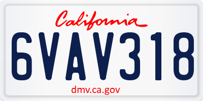 CA license plate 6VAV318