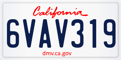 CA license plate 6VAV319