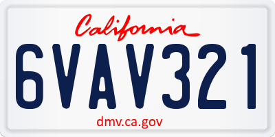 CA license plate 6VAV321
