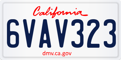 CA license plate 6VAV323
