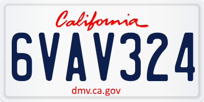 CA license plate 6VAV324