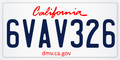 CA license plate 6VAV326