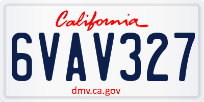 CA license plate 6VAV327