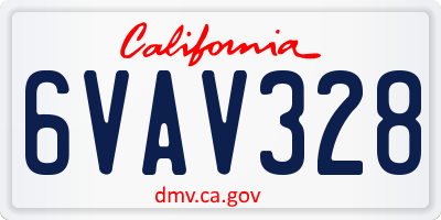 CA license plate 6VAV328