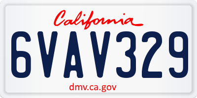 CA license plate 6VAV329