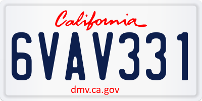 CA license plate 6VAV331