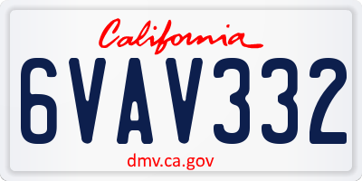 CA license plate 6VAV332