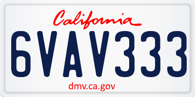 CA license plate 6VAV333