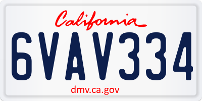 CA license plate 6VAV334