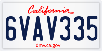 CA license plate 6VAV335