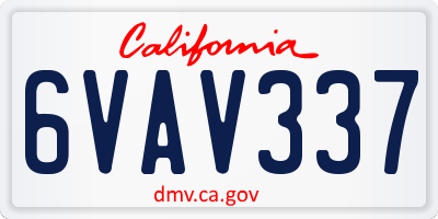 CA license plate 6VAV337