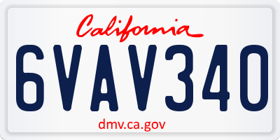 CA license plate 6VAV340