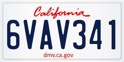 CA license plate 6VAV341