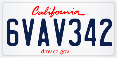 CA license plate 6VAV342