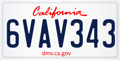 CA license plate 6VAV343