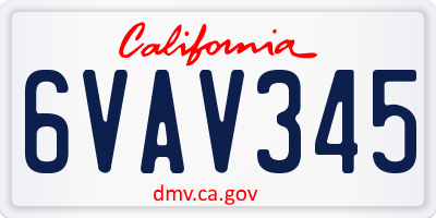 CA license plate 6VAV345