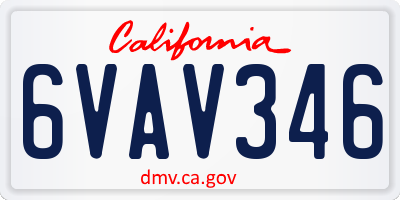 CA license plate 6VAV346