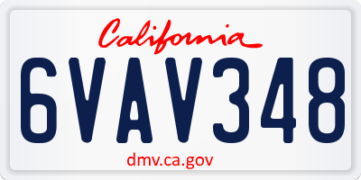 CA license plate 6VAV348