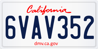 CA license plate 6VAV352