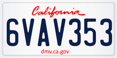 CA license plate 6VAV353