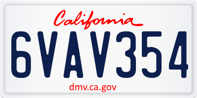 CA license plate 6VAV354
