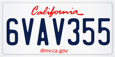 CA license plate 6VAV355
