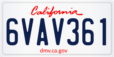 CA license plate 6VAV361
