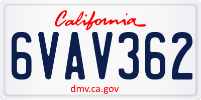 CA license plate 6VAV362