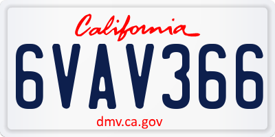 CA license plate 6VAV366