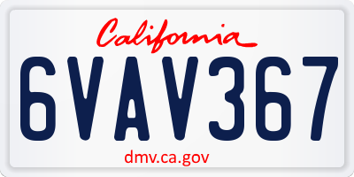 CA license plate 6VAV367