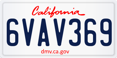 CA license plate 6VAV369