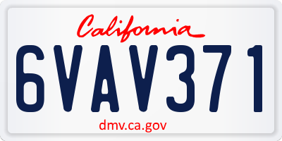 CA license plate 6VAV371