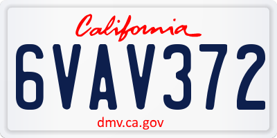 CA license plate 6VAV372