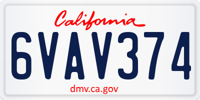 CA license plate 6VAV374