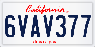 CA license plate 6VAV377