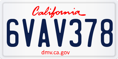 CA license plate 6VAV378