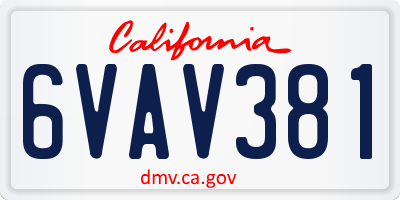 CA license plate 6VAV381