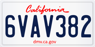 CA license plate 6VAV382