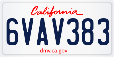 CA license plate 6VAV383