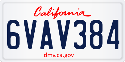 CA license plate 6VAV384
