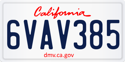 CA license plate 6VAV385