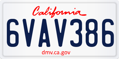 CA license plate 6VAV386
