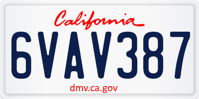 CA license plate 6VAV387