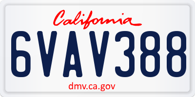 CA license plate 6VAV388