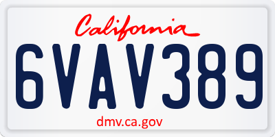 CA license plate 6VAV389